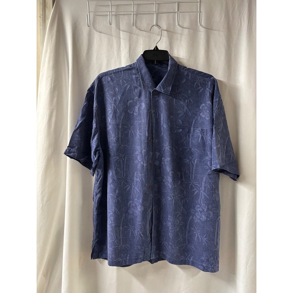 Tommy Bahama Men's XXL Embroidered Back Short Sleeved Silk‎ button down shirt